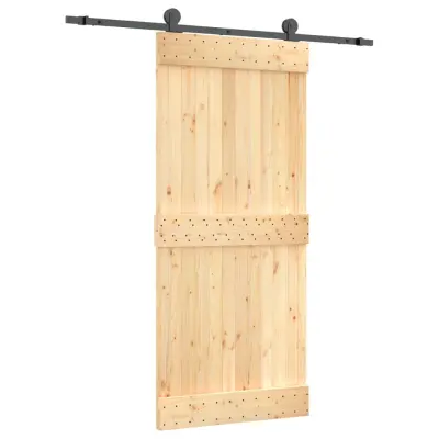 vidaXL Drsna vrata s kompletom vodil 90x210 cm trdna borovina