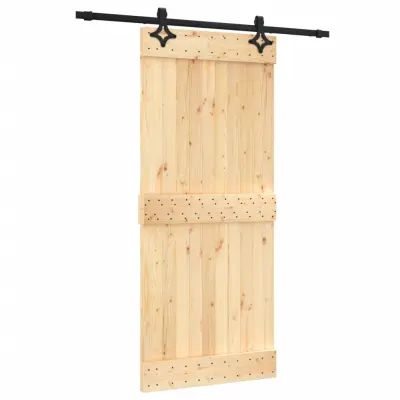 vidaXL Drsna vrata s kompletom vodil 90x210 cm trdna borovina