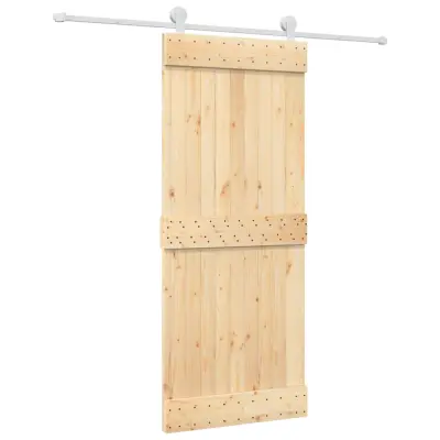 vidaXL Drsna vrata s kompletom vodil 85x210 cm trdna borovina
