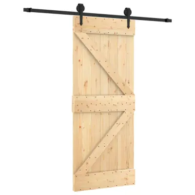 vidaXL Drsna vrata s kompletom vodil 85x210 cm trdna borovina