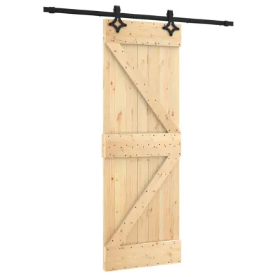 vidaXL Drsna vrata s kompletom vodil 70x210 cm trdna borovina