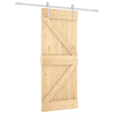 vidaXL Drsna vrata s kompletom vodil 85x210 cm trdna borovina