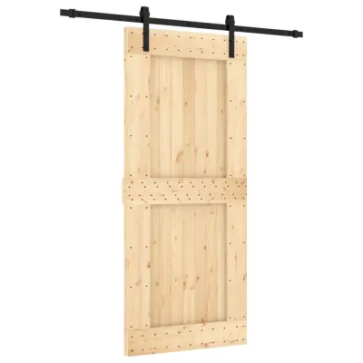 vidaXL Drsna vrata s kompletom vodil 90x210 cm trdna borovina
