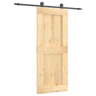 vidaXL Drsna vrata s kompletom vodil 85x210 cm trdna borovina