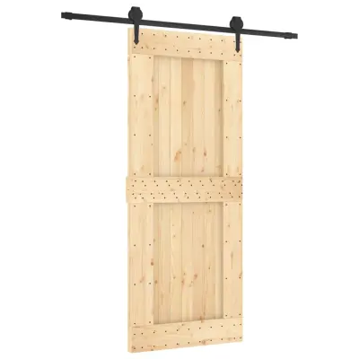 vidaXL Drsna vrata s kompletom vodil 85x210 cm trdna borovina