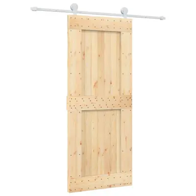 vidaXL Drsna vrata s kompletom vodil 85x210 cm trdna borovina