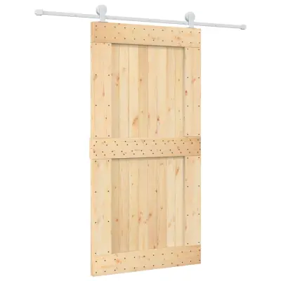 vidaXL Drsna vrata s kompletom vodil 100x210 cm trdna borovina
