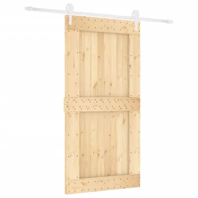 vidaXL Drsna vrata s kompletom vodil 100x210 cm trdna borovina