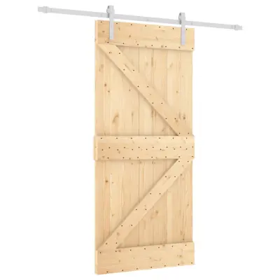 vidaXL Drsna vrata s kompletom vodil 95x210 cm trdna borovina
