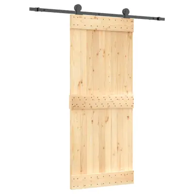 vidaXL Drsna vrata s kompletom vodil 85x210 cm trdna borovina
