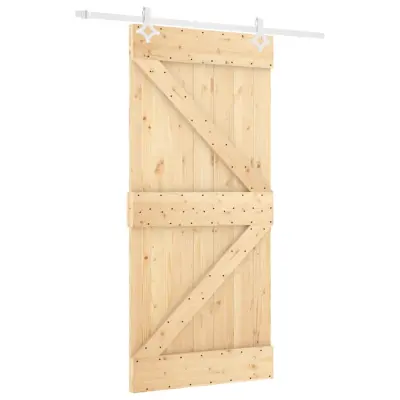 vidaXL Drsna vrata s kompletom vodil 100x210 cm trdna borovina