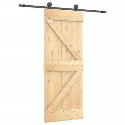 vidaXL Drsna vrata s kompletom vodil 85x210 cm trdna borovina