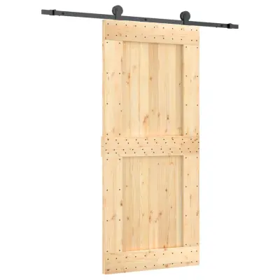 vidaXL Drsna vrata s kompletom vodil 90x210 cm trdna borovina