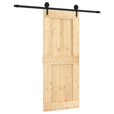 vidaXL Drsna vrata s kompletom vodil 85x210 cm trdna borovina