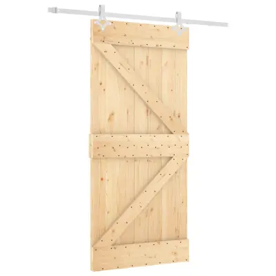vidaXL Drsna vrata s kompletom vodil 95x210 cm trdna borovina