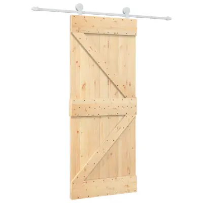 vidaXL Drsna vrata s kompletom vodil 85x210 cm trdna borovina
