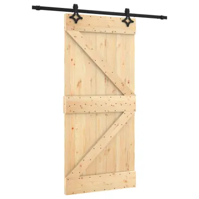 vidaXL Drsna vrata s kompletom vodil 95x210 cm trdna borovina