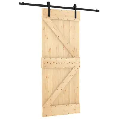 vidaXL Drsna vrata s kompletom vodil 85x210 cm trdna borovina