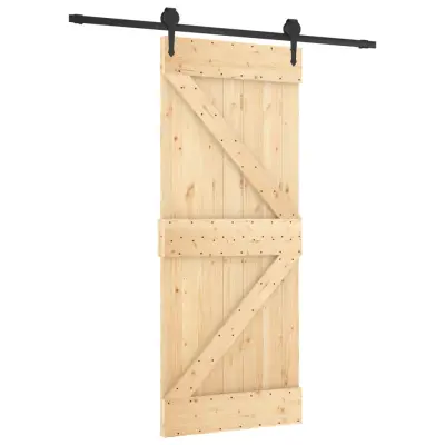vidaXL Drsna vrata s kompletom vodil 85x210 cm trdna borovina