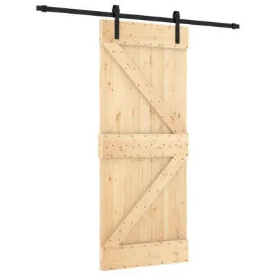 vidaXL Drsna vrata s kompletom vodil 85x210 cm trdna borovina