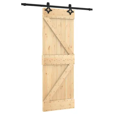 vidaXL Drsna vrata s kompletom vodil 70x210 cm trdna borovina