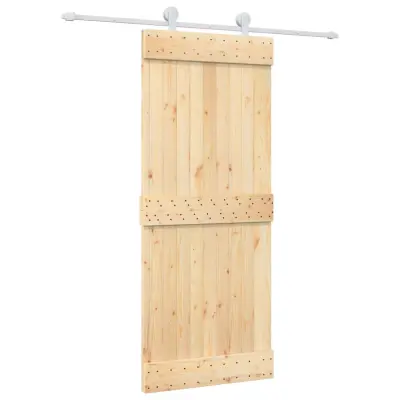 vidaXL Drsna vrata s kompletom vodil 85x210 cm trdna borovina