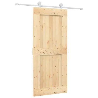 vidaXL Drsna vrata s kompletom vodil 90x210 cm trdna borovina