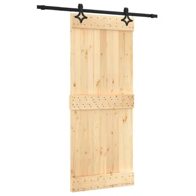 vidaXL Drsna vrata s kompletom vodil 85x210 cm trdna borovina