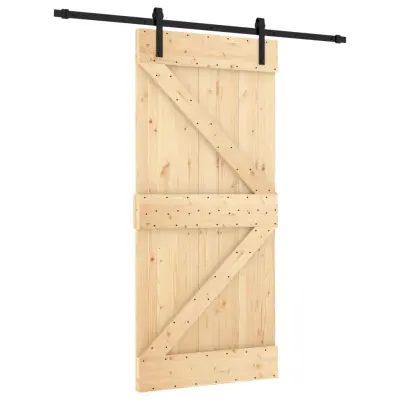 vidaXL Drsna vrata s kompletom vodil 95x210 cm trdna borovina