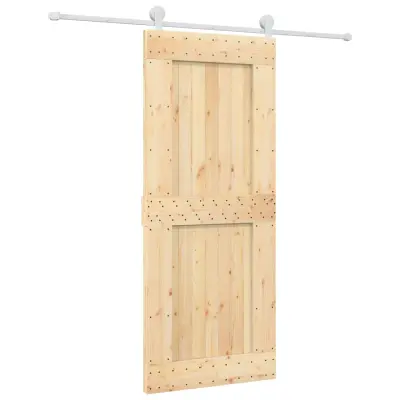 vidaXL Drsna vrata s kompletom vodil 85x210 cm trdna borovina