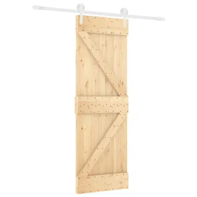vidaXL Drsna vrata s kompletom vodil 70x210 cm trdna borovina