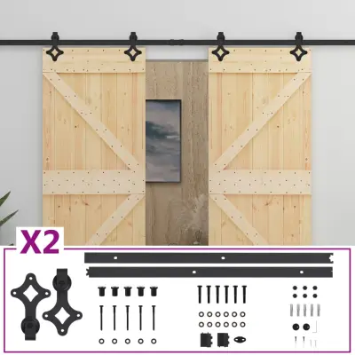 vidaXL Drsna vrata s kompletom vodil 80x210 cm trdna borovina
