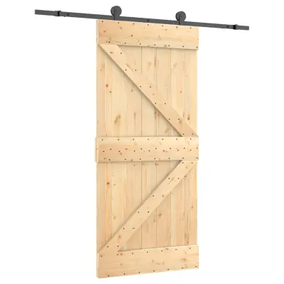 vidaXL Drsna vrata s kompletom vodil 95x210 cm trdna borovina
