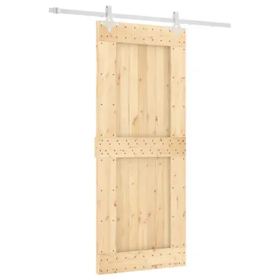 vidaXL Drsna vrata s kompletom vodil 85x210 cm trdna borovina