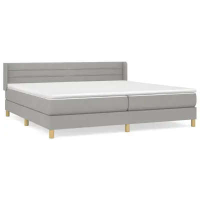vidaXL Box spring postelja z vzmetnico svetlo siva 200x200 cm blago