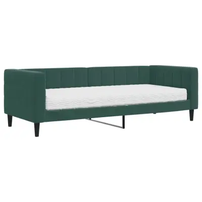 vidaXL Dnevna postelja z vzmetnico temno zelena 80x200 cm žamet