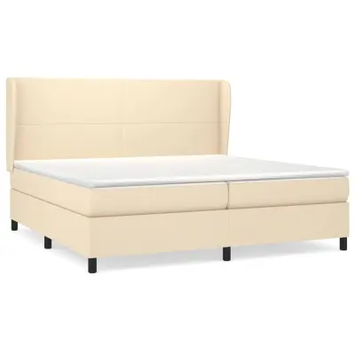 vidaXL Box spring postelja z vzmetnico krem 200x200 cm blago