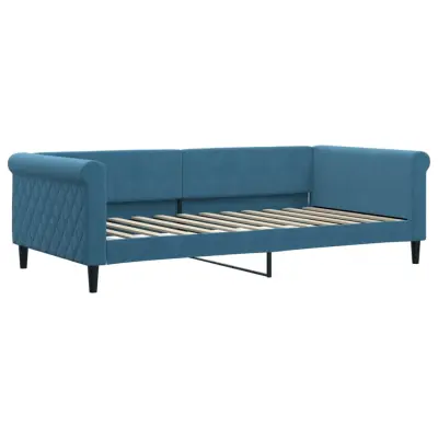 vidaXL Raztegljiva postelja modra 100x200 cm žamet