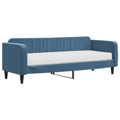 vidaXL Dnevna postelja z vzmetnico modra 80x200 cm žamet