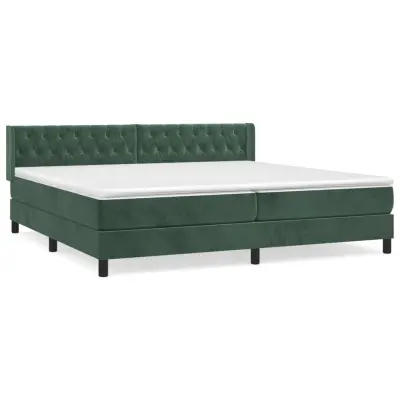 vidaXL Box spring postelja z vzmetnico temno zelena 200x200 cm žamet