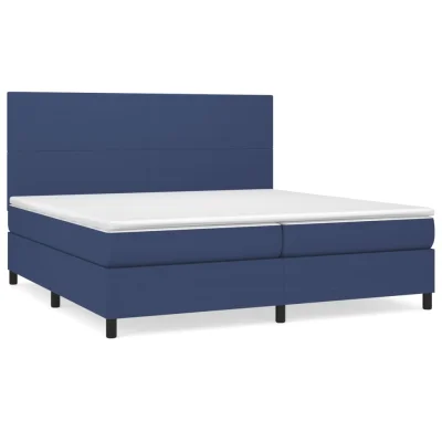 vidaXL Box spring postelja z vzmetnico moder 200x200 cm blago