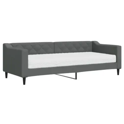 vidaXL Dnevna postelja z vzmetnico temno siva 80x200 cm blago