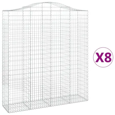 vidaXL Obokane gabion košare 8 kosi 200x50x220/240 cm pocinkano železo