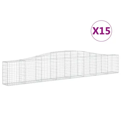 vidaXL Obokana gabionska košara 15 kosov 400x30x60/80cm cinkano železo