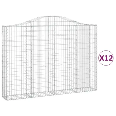 vidaXL Obokane gabion košare 12kosov 200x30x140/160cm pocinkano železo