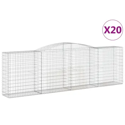 vidaXL Obokane gabion košare 20kosa 400x50x120/140 cm pocinkano železo