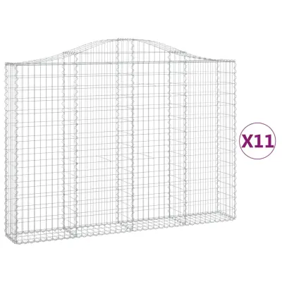 vidaXL Obokane gabion košare 11kosov 200x30x140/160cm pocinkano železo