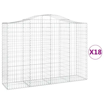 vidaXL Obokane gabion košare 18kosi 200x50x140/160 cm pocinkano železo