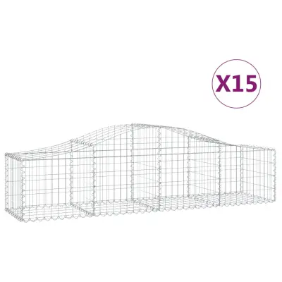 vidaXL Obokane gabion košare 15 kosov 200x50x40/60 cm pocinkano železo