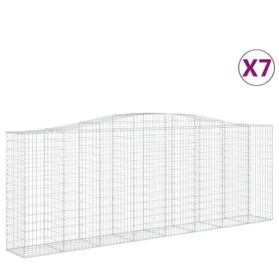 vidaXL Obokane gabion košare 7 kosov 400x50x140/160cm pocinkano železo